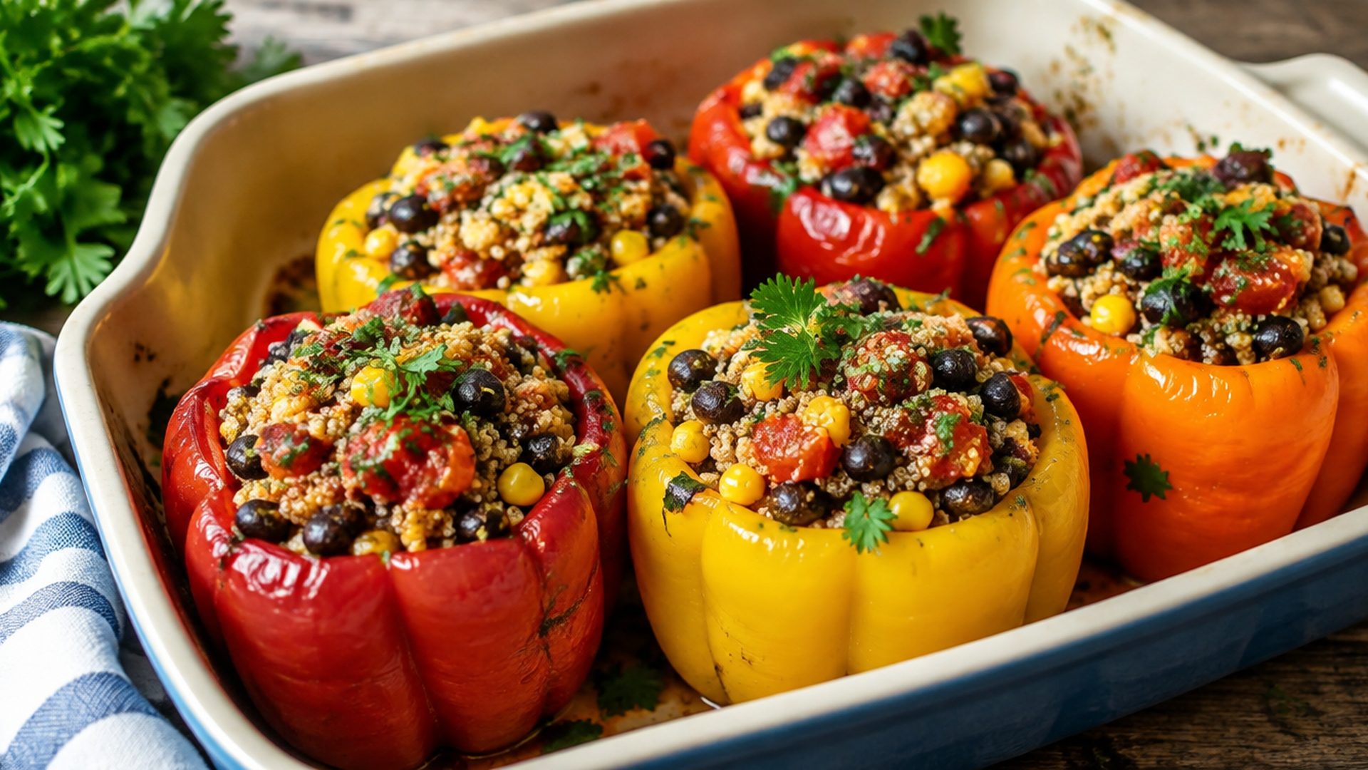 Quinoa Stuffed Peppers with Black Beans